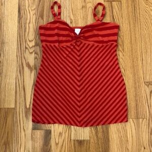 Anthropologie Ella Moss Women’s Ruched Spaghetti Strap Stripe Shirt Size L EUC